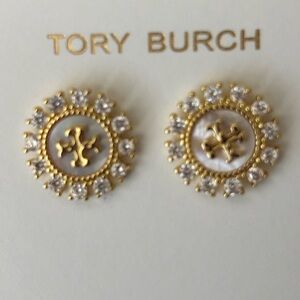 BNWT Tory Burch Gold and mother of Pearl/crystal -Earrings
